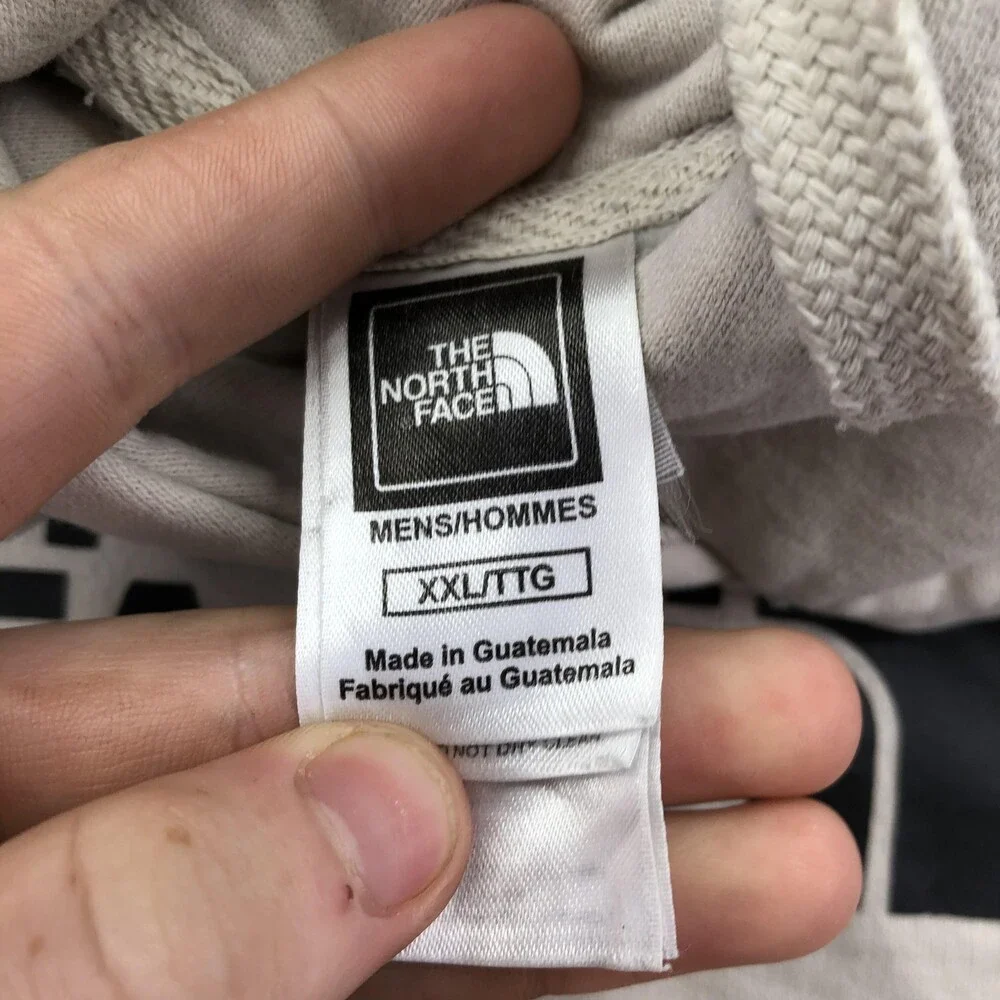 The North Face Hoodie Mens 2XL White Pullover Fleece Sweatshirt Big Logo Graphic